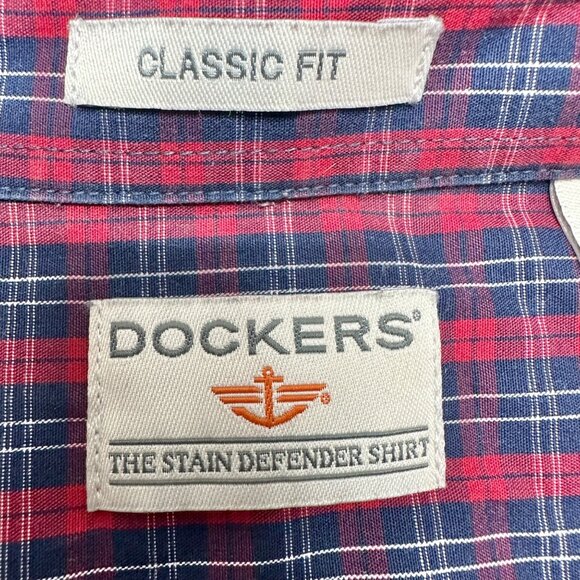 Dockers Mens XL Dress Shirt Classic Fit Stain Defender Plaid Button-Down - Picture 4 of 7